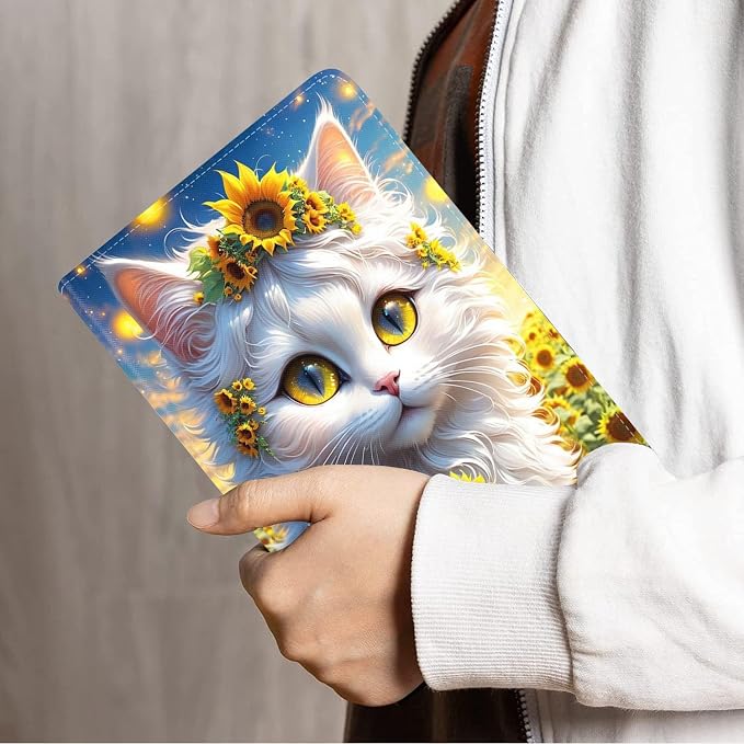 Cute Cat and Sunflowers