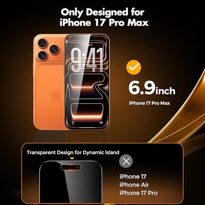 UNBREAKcable Privacy Screen Protector for iPhone 17 Pro Max Full Coverage Shatterproof Tempered Glass[True 28°Anti Spy][9H Hardness][Easy Installation Frame]2-Pack Private Screen for iPhone 17 ProMax
