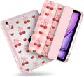 MecBevia Case for iPad Air 11-inch M4 2026 / M3 2025 / M2 2024 Slim Protective Cover with Built-in Pencil Holder Auto Wake/Sleep Pink Cherry Check
