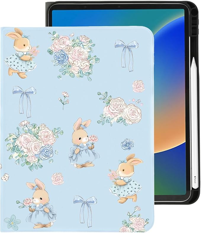 Bunny Flower Bow/Blue