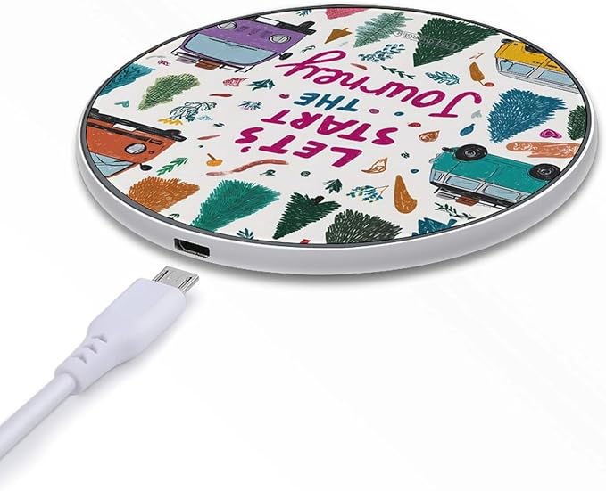 Let's Start The Journey Fast Portable Charger 10W Funny Graphic Phone Charging Pad with USB Cable