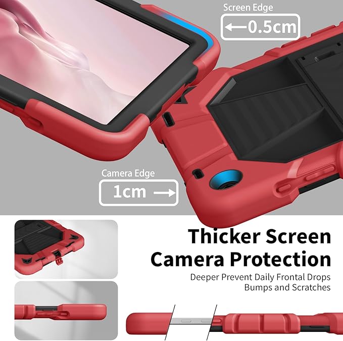JKSML Case for Samsung Galaxy Tab A9+ / A9 Plus 11 inch 2023 Military Grade Drop Protection Cover with Built-in Kickstand &amp Shoulder Strap for Tab A9+ Tablet (SM-X210/X216/X218) Red + Black