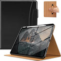 MoKo Case for iPad Air 13-inch (M4) 2026 / (M3) 2025 / (M2) 2024 with Pencil Holder &amp Hand Strap &amp Pocket Premium Leather Folio Stand Cover Multiple Viewing Angles Black