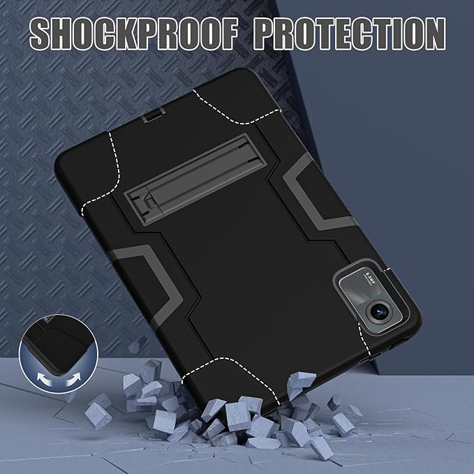 case Cover for Xiaomi Redmi Pad SE 11 inchSlim Heavy Duty Shockproof Rugged Protective Case with Built-in Stand for Redmi Pad SE 11 2023 (Black/Black)