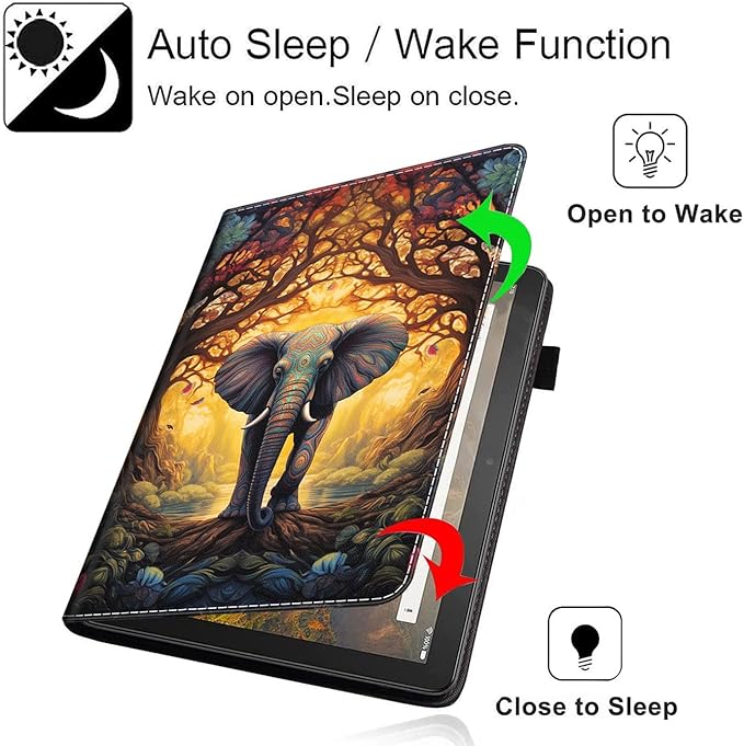 Case for All-New Amazon Kindle Fire HD 10 and Fire HD 10 Plus Tablet (13th/11th Generation 2023/2021 Release) 10.1 Slim Folding Stand Cover with Auto Wake/Sleep Tree of Life and Elephant