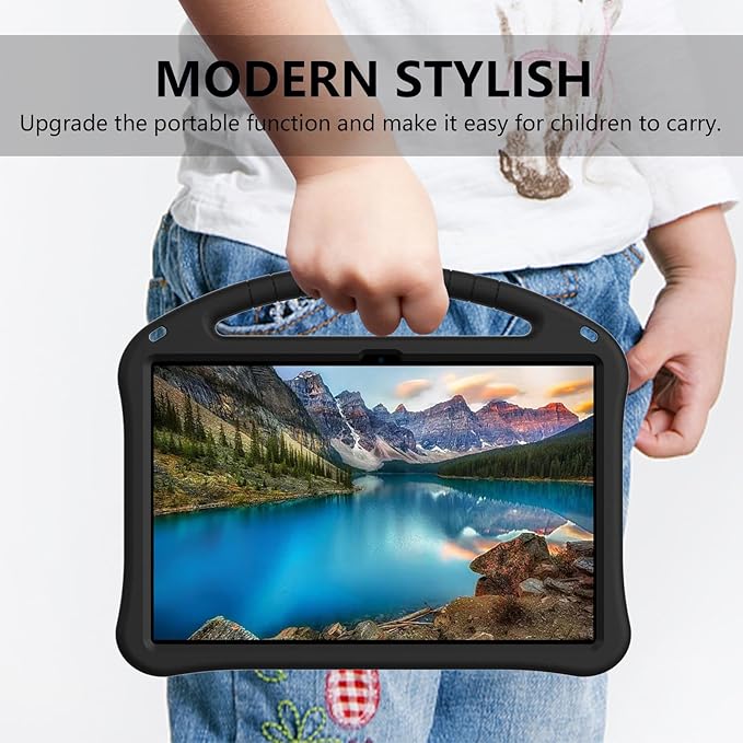 for Samsung Galaxy Tab S10 FE+ Plus Case 13.1 inch 2025 Kids EVA Shockproof Cover with Stand Handle (Black)