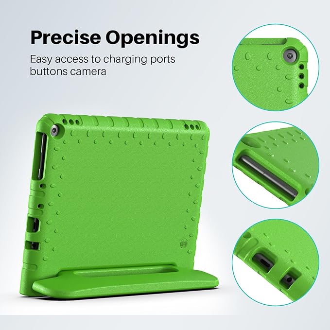 Kids Case for Kindle Fire HD 10 or 10 Plus 13th/11th Generation (2023/2021 Release) Shockproof Lightweight Protective Cover with Portable Handle Stand for Boys Girls Green