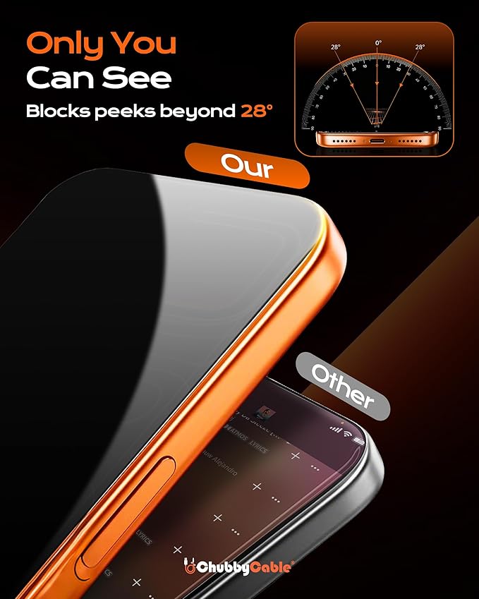 chubbycable 2PCS ChubbyShield Ultra for iPhone 17 Privacy Screen Protector Anti-spy Screen Protector Privacy Glass with Ultra-easy Install Box Auto Dust-Elimination &amp Bubble Free