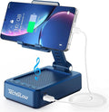 TechGlow Gifts for Men Women Foldable Cellphone Stand with Bluetooth Speaker and Charging Funtion Birthday Gift Idea for Mom Dad Cool Gadget Tech Gifts-Blue