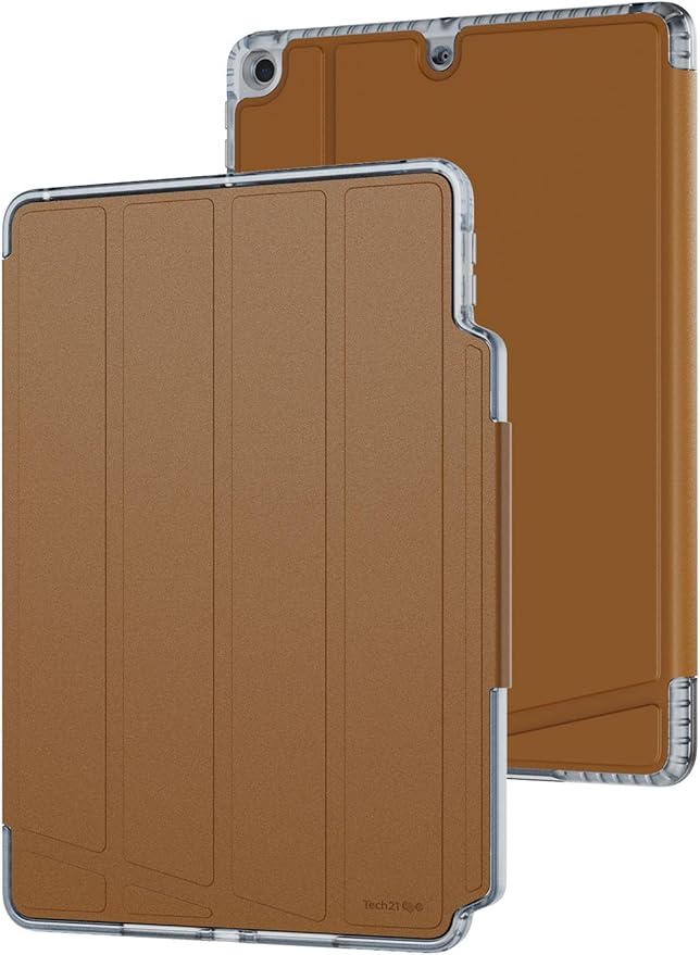 Tech21 EvoFolio case for iPad 7th/8th/9th Gen - Impact Protection iPad case with Multi-Angle Viewing Wake/Sleep Cover - Tan