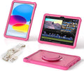 BATYUE Case for iPad (A16) 11th/10th Gen 11''/10.9'' 2025/2022 | Matte Frosted Shockproof Protective Cover with 360° Rotating &amp 180° Folding Stand Shoulder Strap &amp Pencil Holder | Rose Pink