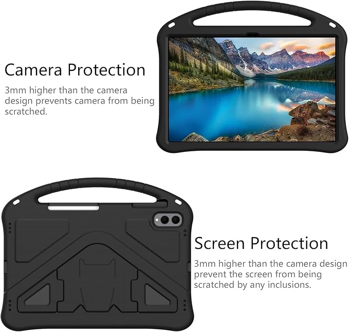 Kids Case for Samsung Galaxy Tab S11 Ultra 2025 14.6 Tablet Techcircle Light Weight Shock Proof EVA Foam Handle Rugged Stand Protective Case Black