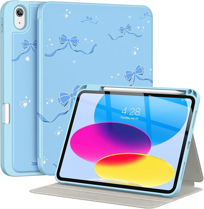 Supveco Case for iPad (A16) 11th Generation 11 inch (2025)iPad 10th Generation 10.9 inch (2022) with Pencil HolderPremium Folio Stand Case with Soft TPU Back CoverAuto Wake/Sleep-Blue