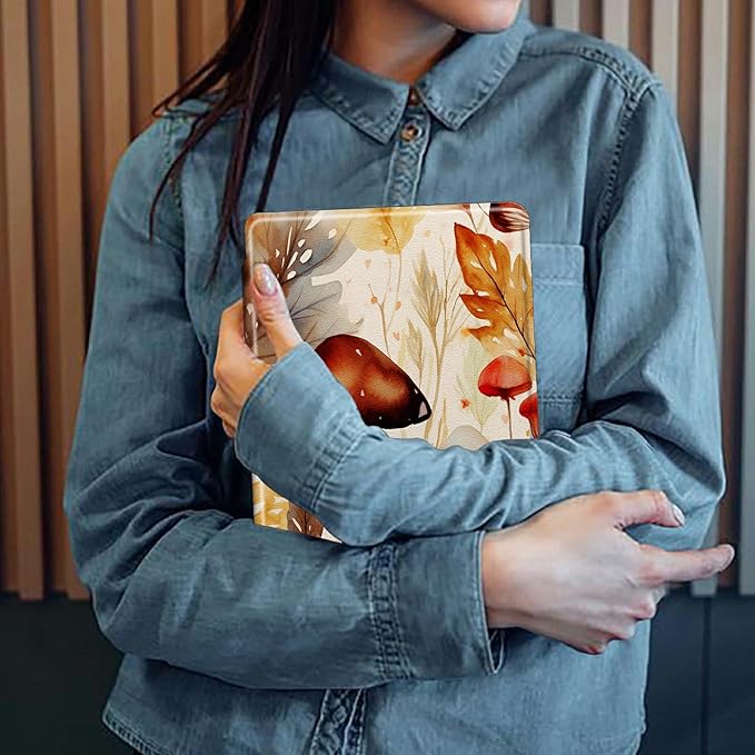 Watercolor Mushrooms Pattern Case for Samsung Galaxy Tab S8 Plus 2022/S7 FE 2021/S7 Plus 2020 12.4 InchBFDHGQZC 360 Degree Rotating Stand Protective Cover with Auto Sleep/Wake