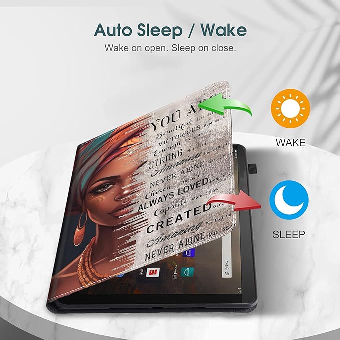 Case for Amazon Fire HD 10 Tablet (9th/7th/5th Generation2019/2017/2015 Release) Multi-Angle Smart Stand Cover Auto Sleep/Wake for Fire 10.1 InchAfrican American Black Girl Quotes