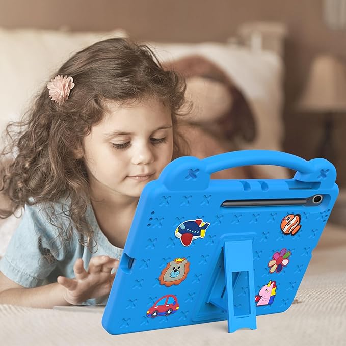 Compatible with Samsung Galaxy Tab S11 X730/X736 2025 11 inch Tablet Case Kids Friendly Universal Lightweight Shockproof Protective Case with Shoulder Strap &amp Stand Handle Sky Blue