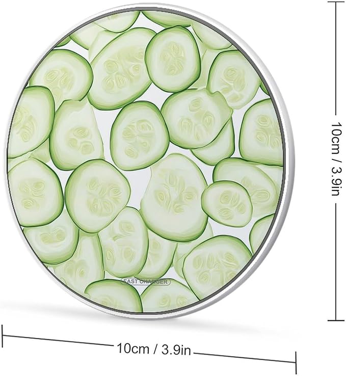 Cucumber-Slices Wireless Charger Anti-Slip Wireless Charging Pad Slim Charger Mat for Men Women
