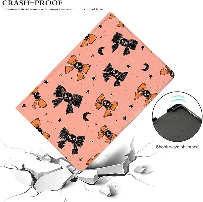 Case for iPad (A16) 11th Generation 11 Inch 2025/iPad 10th Generation 10.9 inch 2022Slim PU Leather Cover Adjustable Stand Auto Wake/SleepHalloween Bow