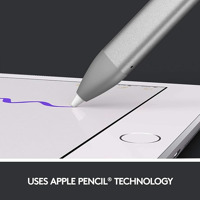 Logitech Crayon Digital Pencil for All iPads (2018 Releases and Later) with Apple Pencil Technology Anti-roll Design and Dynamic Smart tip - Grey