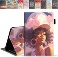 Case for Amazon Kindle Fire 7 Tablet (7 9th/7th Generation 2019/2017 Release) Slim PU Leather Cover with Card Slot &amp Auto Wake/Sleep Fashion African American Girl