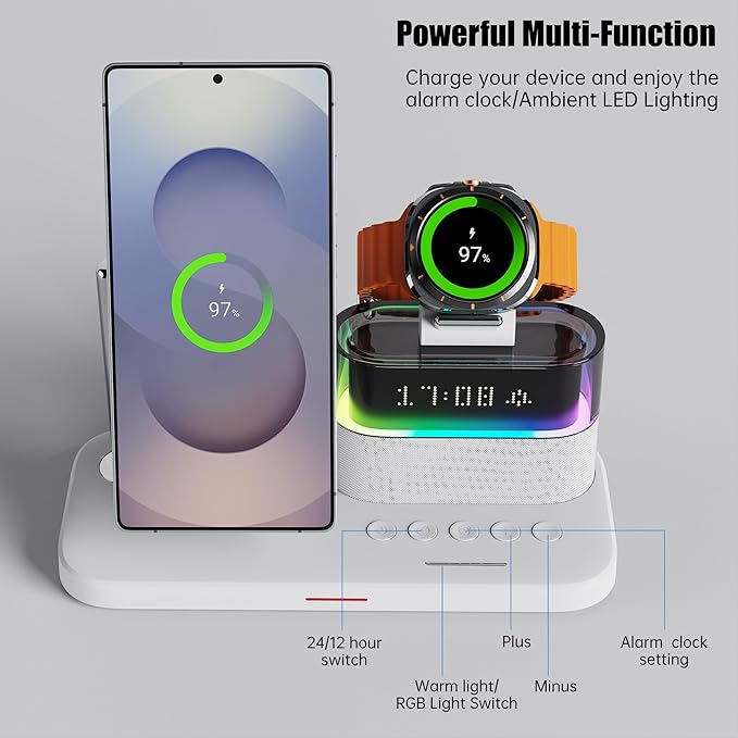 Magnetic Charger for Samsung 5 in 1 Wireless Charging Station for Samsung Galaxy S25 Ultra/S24/S23/S22 Galaxy Watch 8/7/6/4/5 Galaxy Buds/Pro Upgraded Version