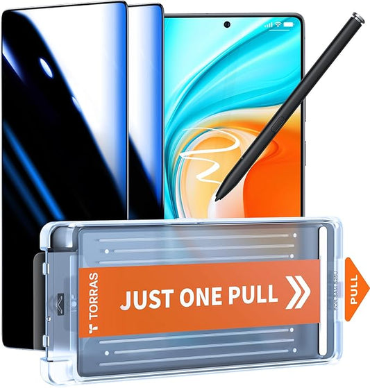 TORRAS for Samsung Galaxy S25 Ultra Privacy Screen Protector [Military-Grade 9H+ Aerospace Tempered Glass] [One-Pull Installation] Anti Spy Screen Protector Samsung Galaxy S25 Ultra 6.9″ (2 Pack)