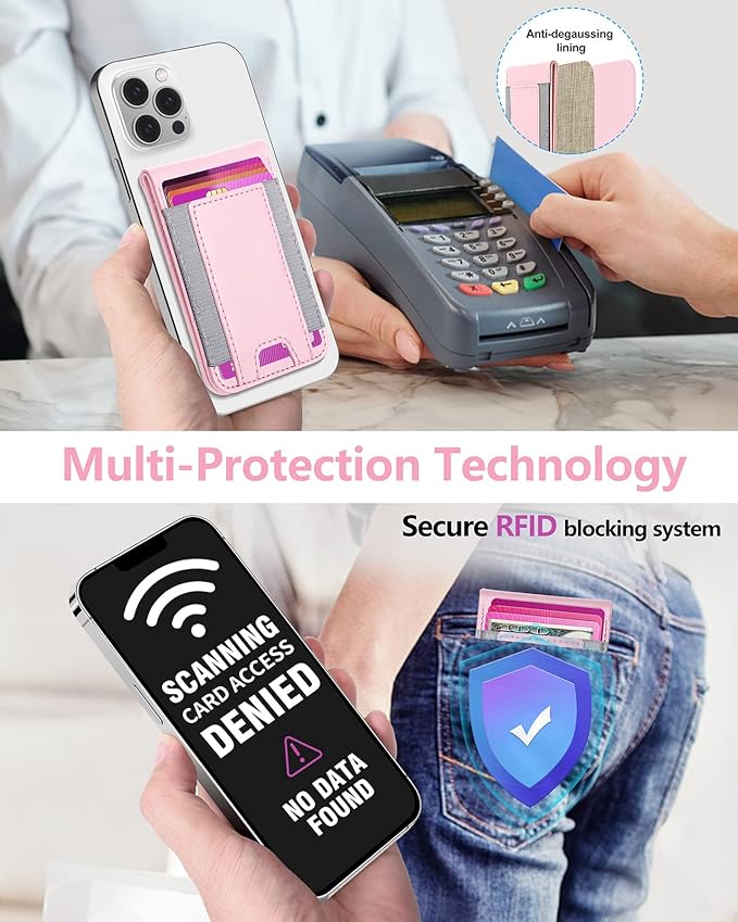 ExtreLife for Magsafe Wallet Adjustable Stand Open ID Window Magnetic Wallet for iPhone 17/16/15/14 Pro Max/14 Pro/14/14 Plus/13/12 Series 9 Cards Holder Vegan Leather Pink