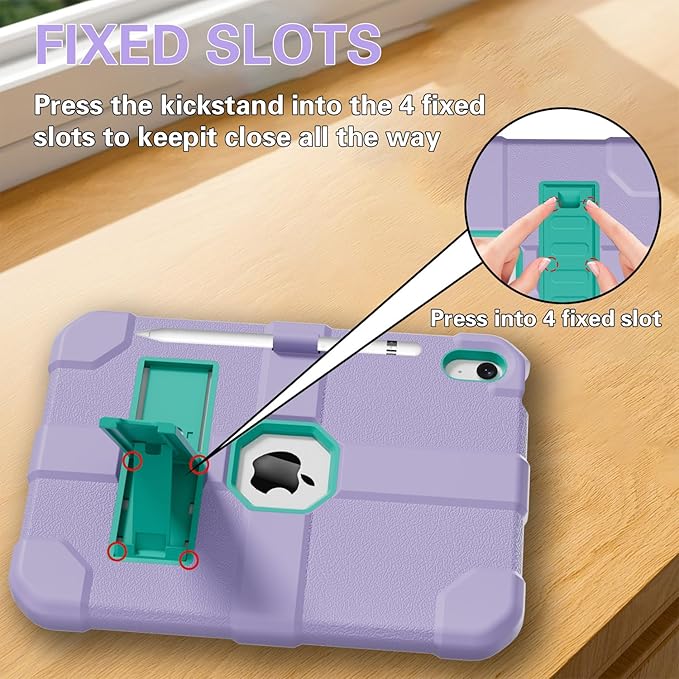 Case for iPad (A16) 11th Generation 11 Inch 2025 / iPad 10th Generation 10.9 Inch 2022 Rugged Heavy Duty Protective Cover [Built-in Pencil Holder ] for iPad 11/10 Gen (Lightpurple)
