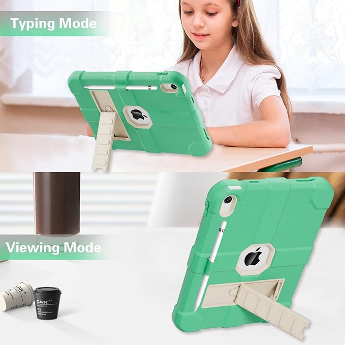 Case for iPad (A16) 11th Generation 11 Inch 2025 / iPad 10th Generation 10.9 Inch 2022 Rugged Heavy Duty Protective Cover [Built-in Pencil Holder ] for iPad 11/10 Gen (LightGreen)