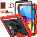 SEYMAC stock Case for iPad (A16) 11th/10th Generation 11''/10.9'' 2025/2022 Full-Body Drop Protection Case with Screen Protector &amp360° Rotate Hand Strap/Stand Black+Red