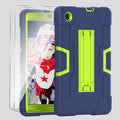 Case for for Alcatel Joy Tab 2 Tablet 8-inch 2020 Release (Model: 9032Z) - [Built-in Kickstand] Shockproof Silicone Protective Cover with Screen Protector (Navy Blue/Green/2 PCS)