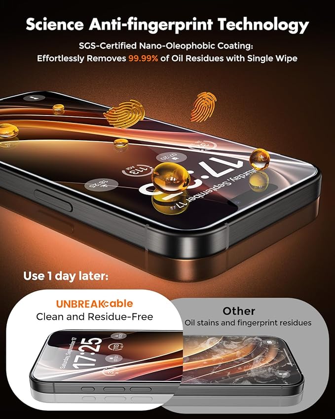 UNBREAKcable for iPhone 15 Pro Max Screen Protector [Quick-Installation Box] 3-Pack 9H+ Hardness Shatterproof Tempered Glass [99.99% HD Clear] [Case Friendly] [Bubble Free] for iPhone 15 Pro Max 6.7