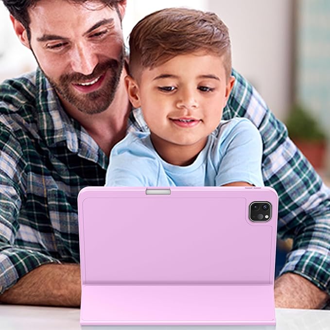 ZryXal New iPad Pro 13 Inch Case (M5) 2025 / (M4) 2024 with Pencil Holder Smart iPad Case [Support Pencil Pro and Pencil (USB-C)] Support Touch ID and Auto Wake/Sleep (Pastel Violet)