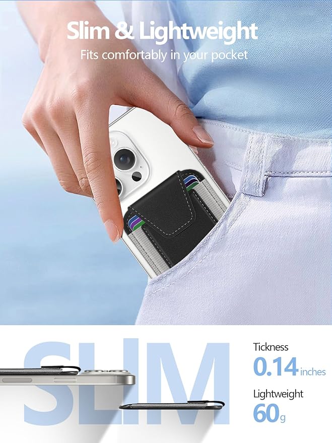 Miroddi for MagSafe Wallet with Privacy Flap Strongest Magnetic Card Holder for iPhone 17/16/15/14/13/12 Series Leather Magnetic Phone Wallet Fit 7 Cards RFID Blocking No More Falling Black