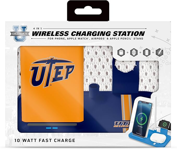 SOAR NCAA 4-in-1 Wireless Charging Docking Station: Fast Charge for iPhone Apple Watch Air Pods &amp Apple Pencil