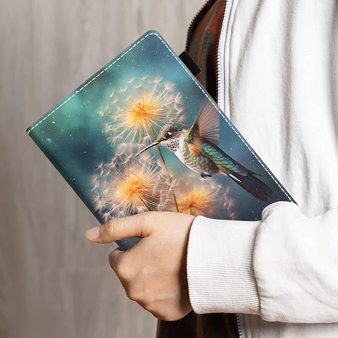 Case for All-New Amazon Kindle Fire HD 10 &amp 10 Plus Tablet 10.1 (13th/11th Generation 2023/2021 Release) PU Leather Folio Case with Smart Auto Wake/Sleep Hummingbird and Dandelion