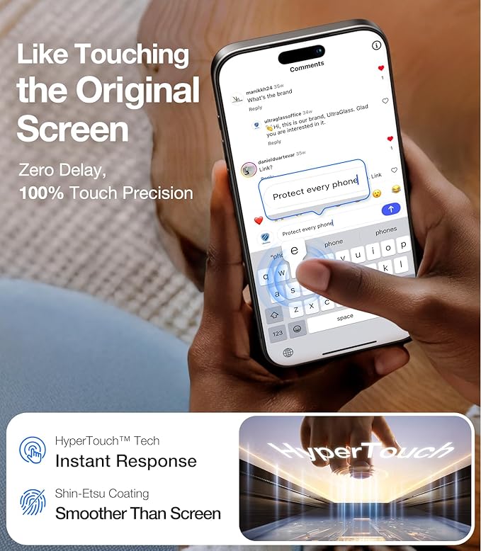 UltraGlass UNBREAK TOP 9H+ Armor for iPhone 17 Pro Max Screen Protector [NO.1 Military Grade Shatterproof] Screen Protector 17 Pro Max Tempered Glass 17 ProMax Longest Durable Full Coverage 2 Pack