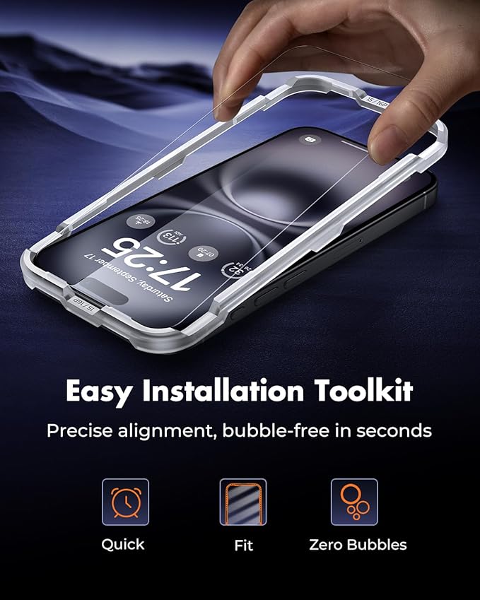 UNBREAKcable iPhone 16 Screen Protector 3-Pack 3 Tempered Glass + 3 Camera Lens Protectors 9H Hardness HD Clarity Anti-Fingerprint Case Friendly 6.1 Inch