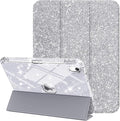 Case for iPad (A16) 11th Generation 11 inch 2025 &amp iPad 10th Generation 10.9 inch 2022 with Stand/Pencil Holder [Auto Wake/Sleep] Glitter Bling PU Leather &amp Clear Soft TPU Back Shell Silver