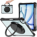 Shockproof Case for iPad Air 11'' (M4 2026/M3 2025/M2 2024)/ iPad Air 10.9'' Air 5th /4th Gen PC Clear Tablet Cases with Rotating Stand for Kids Black