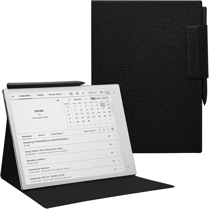 Magnetic Stand Folio Case for iFLYTEK AINOTE 2 10.65 E-Ink Tablet (2025 Released) Ultra-Thin Lightweight Premium PU Leather Cover with Magnetic Pen Buckle &amp Auto Sleep/Wake (Cloth Black)