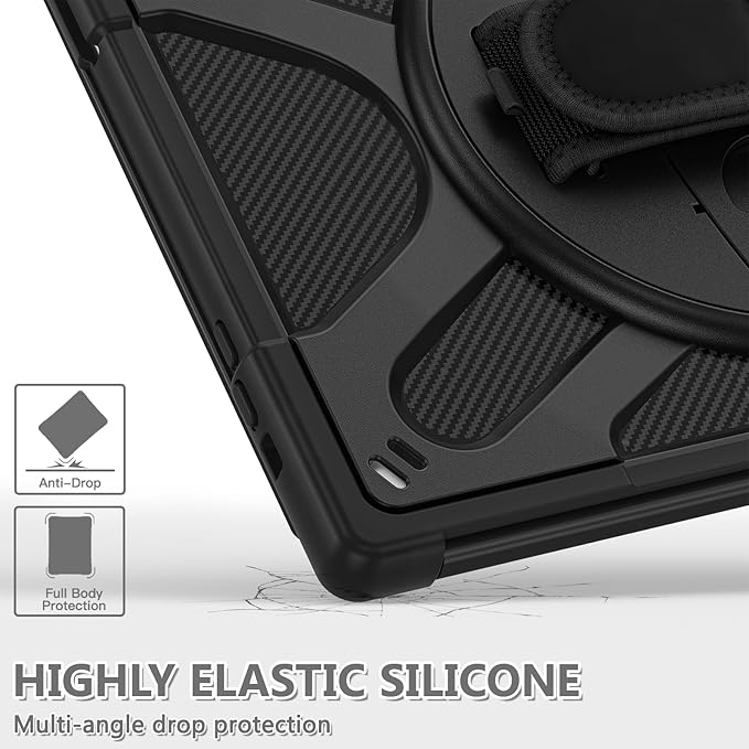 ZenRich Rugged Case for Lenovo ThinkPad X12 Gen 2 12” 2024 –Heavy Duty Shockproof Protective Cover with 360° Rotating KickstandHand &amp Shoulder StrapBusiness FriendlyType Cover Keyboard Compatib