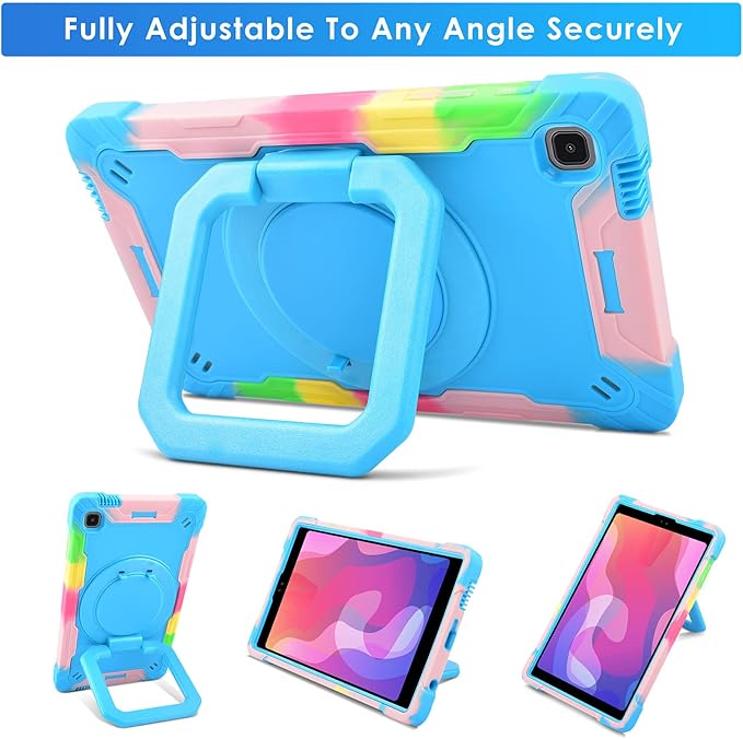 DETUOSI Case for Samsung Tab A7 Lite 8.7 inch 2021 Release SM-T220/T225/T227u Shockproof Protective Cover for Galaxy Tab A7 Lite 8.7 inch (360°Rotatable Stand &amp Shoulder Strap) Camouflage Blue