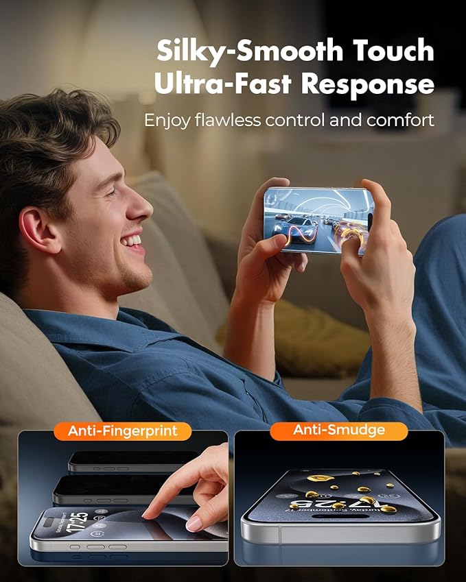 UNBREAKcable Top 9H+ Screen Protector for iPhone 15 Pro &amp Lens Protector (2+2 Pack)Military-Grade Shatterproof Tempered Glass [99% HD Clear][Easy Install] Bubble-Free &amp Anti-Fingerprint-6.1