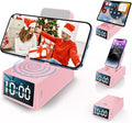 Gifts for Women/Girls Phone Stand with Bluetooth Speaker &amp LED Alarm Clock 12H Playtime&ampAnti-Slip Base Hands-Free for Home Cooking/Office Thoughtful for Mom Grandma Wife (Pink)