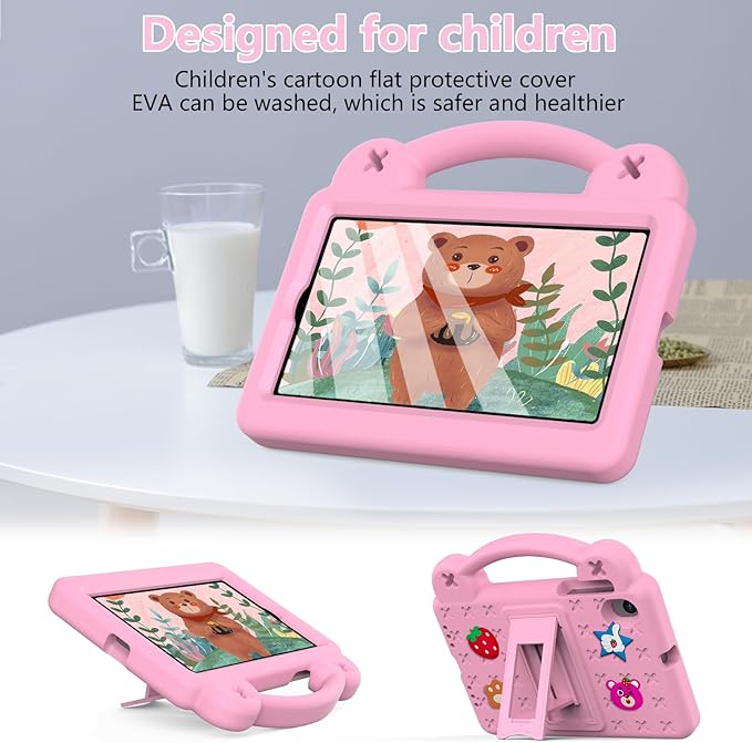 Kids Case for Onn 11 Inch Tablet Pro Case 2024 Model:100146660 EVA Soft Kickstand Cute DIY Figures Handle Design Kids Friendly Lightweight Protective Case for Onn 11 Tablet Pro 2024 Pink