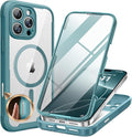 Miracase Magnetic for iPhone 16 Pro Case Full-Body Phone with Built-in Glass Screen Protector [Compatible with MagSafe] Military Drop Proof 16 Pro Cover Bumper 6.3 inch Green