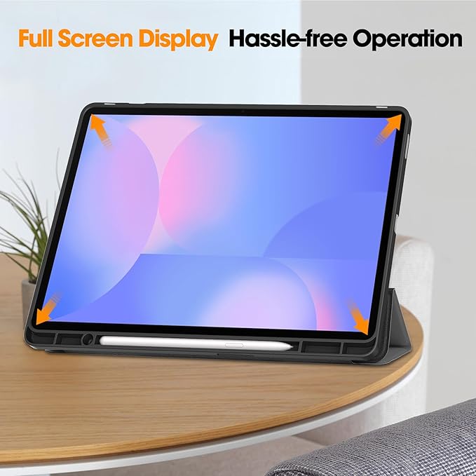 Case for Samsumg Galaxy Tab S10 FE+/S10 FE Plus 13.1 Inch 2025 (Model: SM-X620/SM-X626B) Trifold Stand Smart Cover with S Pen Holder [Auto Wake/Sleep] PU Leather Soft TPU Bumper Shell Gray