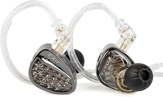 KZ ZA12 in Ear Monitor 2DD+4BA Hybrid Wired Earbuds KZ in Ear Monitor Gaming EarbudsSilver-Plated IEM Cable for Audiophile (No Microphone Matte Black)