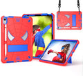 Dteck for iPad A16 Kids Case BoysCute Cartoon Spider Child Friendly Hard Kickstand Cover with Pencil Holder Shoulder Strap Shockproof Rugged Protective 10.9 10 Gen Cool CaseRed/Blue